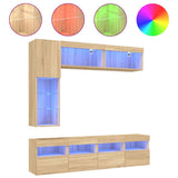 7 Piece TV Wall Cabinet Set with LED Lights Sonoma Oak 3216759