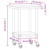 Kitchen Work Table with Wheels 55x55x85 cm Stainless Steel 376462