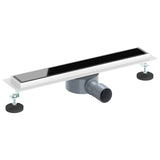Shower Drain Glass Cover with 360&deg Siphon Black 50 cm 42015973