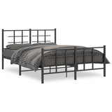 Metal Bed Frame without Mattress with Footboard Black 140x200cm 355580
