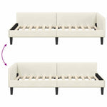 Corner Bed Frame Cream 100 x 200 cm Velvet and Engineered wood 42016171