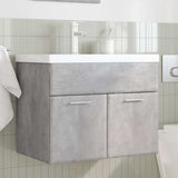Bathroom Sink Cabinet with Built-in Basin Concrete Grey 3324858