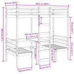 ZNTS Loft Bed Frame with Desk and Chairs White 80x200cm Solid Wood Pine 3308557