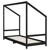 Kids Bed Frame Black 2x cm Solid Wood Pine 3200588