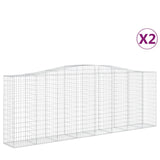 Arched Gabion Baskets 2 pcs 400x50x140/160 cm Galvanised Iron 3145982