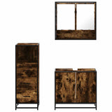 3 Piece Bathroom Furniture Set Smoked Oak Engineered Wood 3301037