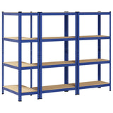 4-Layer Storage Shelves 3 pcs Blue Steel&Engineered Wood 3307580