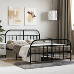 Metal Bed Frame without Mattress with Footboard Black 140x190cm 353653