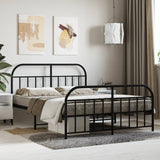 Metal Bed Frame without Mattress with Footboard Black 140x190cm 353653