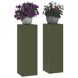 Plant Stand 2 pcs Olive green 24 x 24 x 75 cm Steel 865823