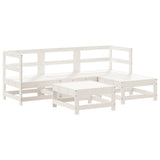 5 Piece Garden Lounge Set White Solid Wood Pine 3186173