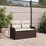Garden Sofa with Cushion Brown 121 x 62 x 69cm Poly Rattan 42006723