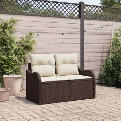 Garden Sofa with Cushion Brown 121 x 62 x 69cm Poly Rattan 42006723