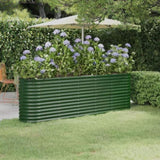 Garden Raised Bed Galvanised Steel 224x40x68 cm Green 318898