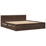 Bed Frame with Headboard without Mattress Brown Oak 200x200 cm 3295540
