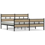 Metal Bed Frame without Mattress Sonoma Oak 180x200 cm Super King 3308472