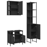 3 Piece Bathroom Cabinet Set Black Engineered Wood 3214735