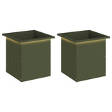 Garden Planter with LED 2 pcs Olive Green 40 x 40 x 40 cm Steel 8008133