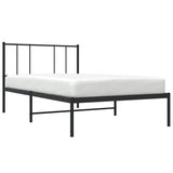 Metal Bed Frame without Mattress with Headboard Black 75x190cm 352470