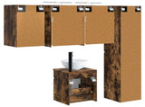 Bathroom Cabinet Set 5 pcs Smoked Oak Engineered Wood 3407347