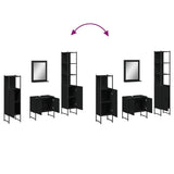 4 Piece Bathroom Cabinet Set Black Engineered Wood 3214354