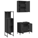 3 Piece Bathroom Cabinet Set Black Engineered Wood 3214760