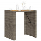 ZNTS Garden Bar Table with Acacia Wood Top Grey 105x80x110 cm Poly Rattan 368697