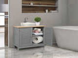 Modern Double Shutter Door MDF Spray Paint Bathroom Sink Cabinet Gray 95544166