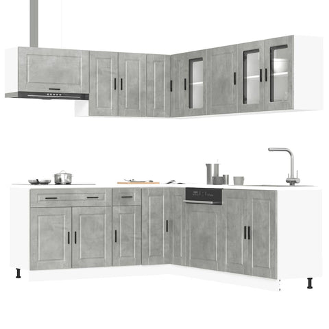 ZNTS 11 Piece Kitchen Cabinet Set Porto Concrete Grey Engineered Wood 3314935