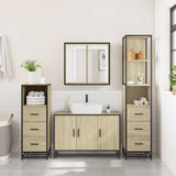 4 Piece Bathroom Furniture Set Sonoma Oak Engineered Wood 3301251