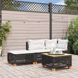 Garden Stool with Cushion Black 63.5x56x32 cm Poly Rattan 365932