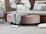 Semi-Circle Ottoman Storage Bench, Bed End Bench, Tufted Upholstered Window Seat Footrest Stool with T3398P344709