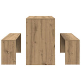 3 Piece Dining Table and Bench set Atisian Oak Engineered Wood 855539