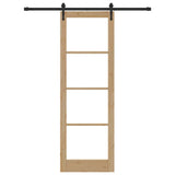 Sliding Door Natural 78 x 232 cm Solid Pine Wood and Glass 3332331