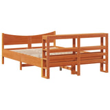 Bed Frame with Headboard Wax Brown 120x200 cm Solid Wood Pine 3306308