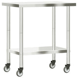 Kitchen Work Table with Wheels 82.5x55x85 cm Stainless Steel 376463