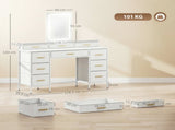 Multi-Storage Elegant Dressing Table, with LED Mirror - White T3398P552682