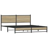 Metal Bed Frame without Mattress Sonoma Oak 180x200 cm Super King 3301395
