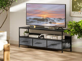 TV Stand Cabinet with 3 Foldable Drawers - Black T3398P343258