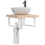 Basin Shelf Wall Mounted Steel and Solid Wood Oak 3302388