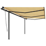 Manual Retractable Awning with Posts 6x3 m Yellow and White 3070198