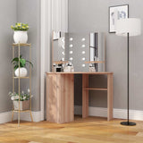 Corner Dressing Table with LED Oak 111x54x141.5 cm 326533