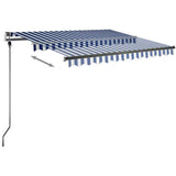 Freestanding Manual Retractable Awning 350x250 cm Blue/White 3069716