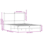 Metal Bed Frame without Mattress Smoked Oak 120x200 cm 4007812
