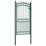 ZNTS Fence Gate with Spikes Steel 100x200 cm Green 146387