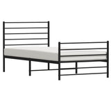 Metal Bed Frame without Mattress with Footboard Black 90x190cm 352329