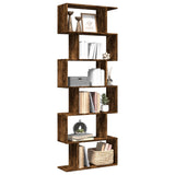 Room Divider Bookcase 6-Tier Smoked Oak 70x24x193 cm Engineered Wood 858088