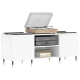 Record Cabinet White 121x38x48 cm Engineered Wood 831668