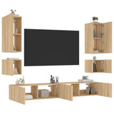 6 Piece TV Wall Cabinets with LED Lights Sonoma Oak 3216890