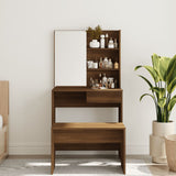 Dressing Table with Mirror Brown Oak 74.5x40x141 cm 820492